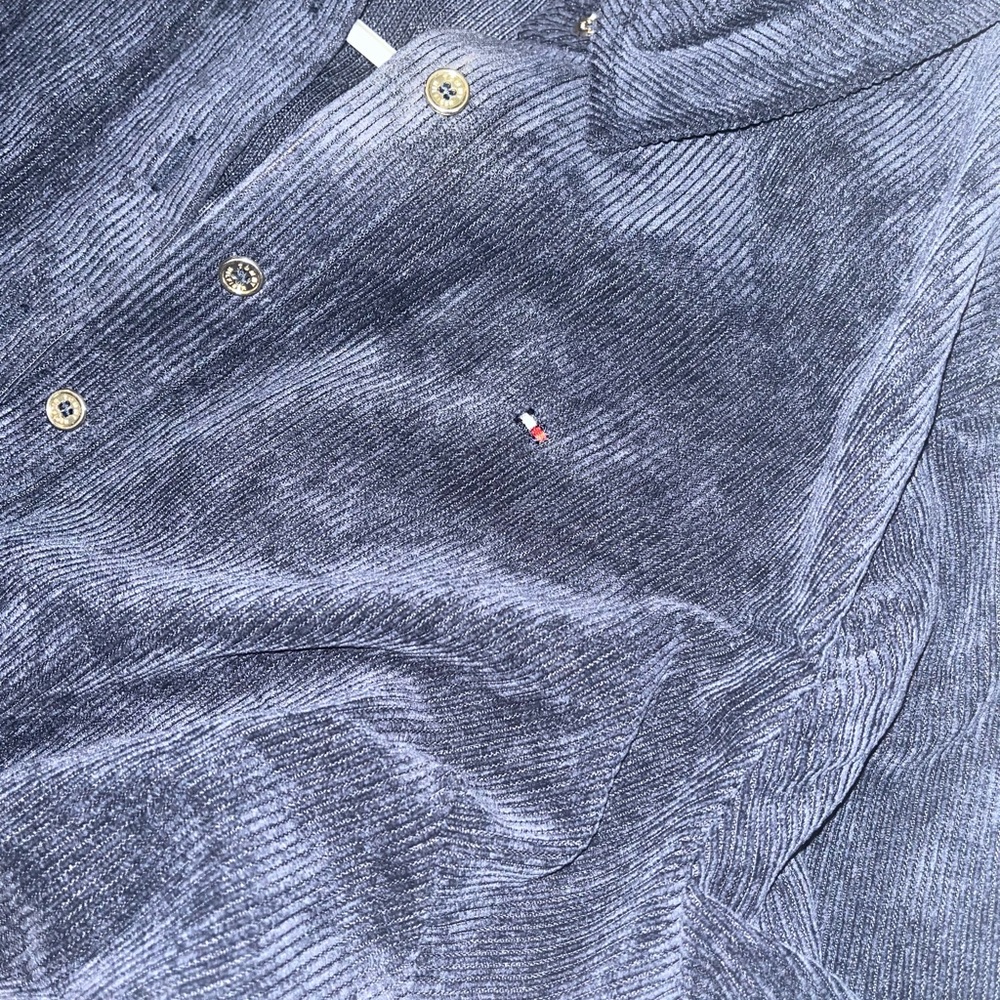 Navy Corduroy Dress with Waist Tie - Picture 3 of 3